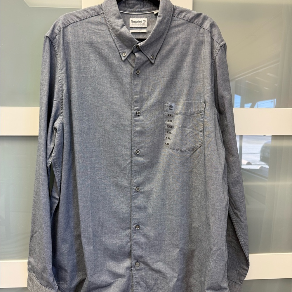 Timberland Men's Button-Down Shirt in Heather Blue